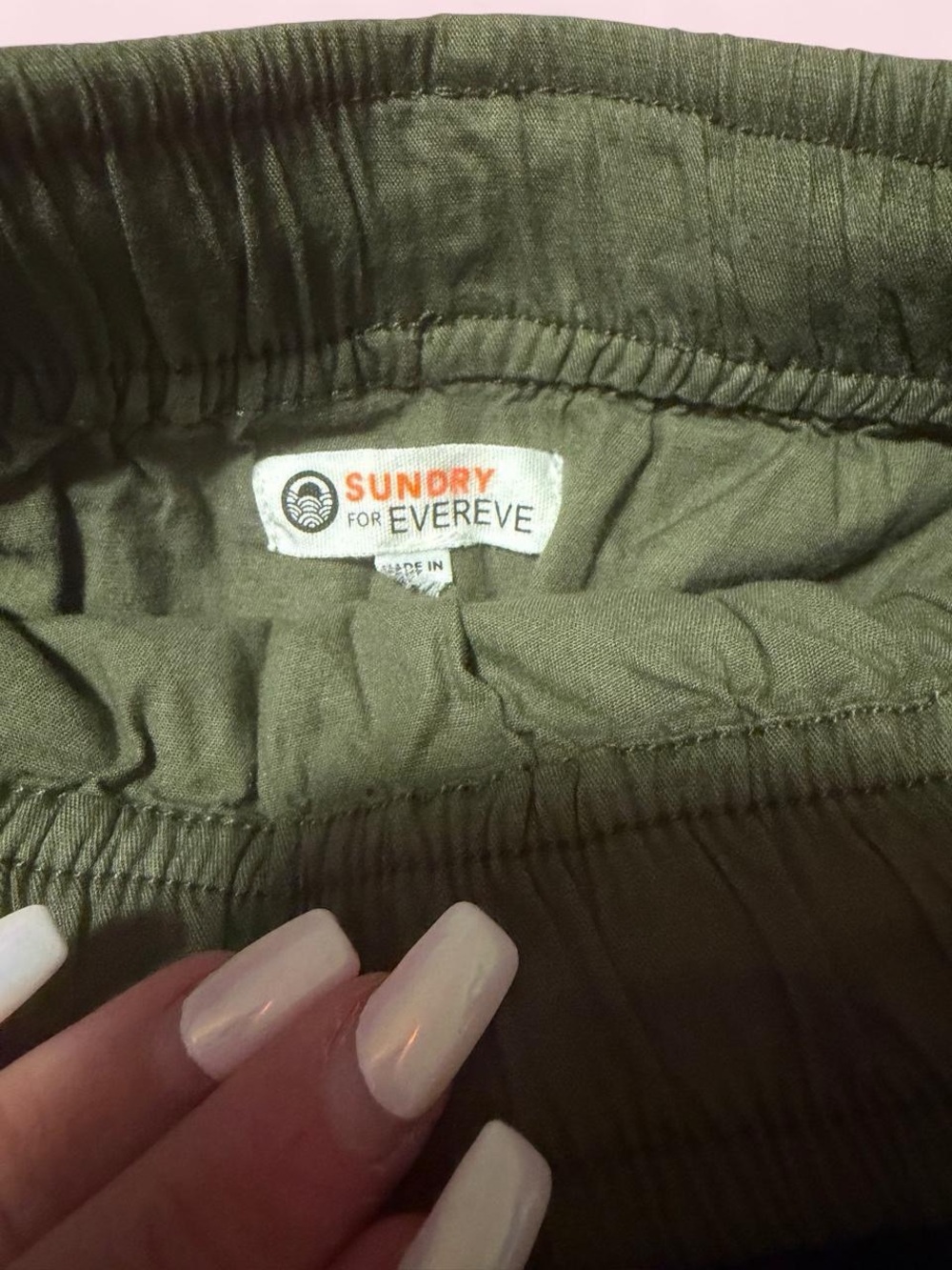 Sundry for evereve Olive Drawstring Mini Skirt - Picture 3 of 3